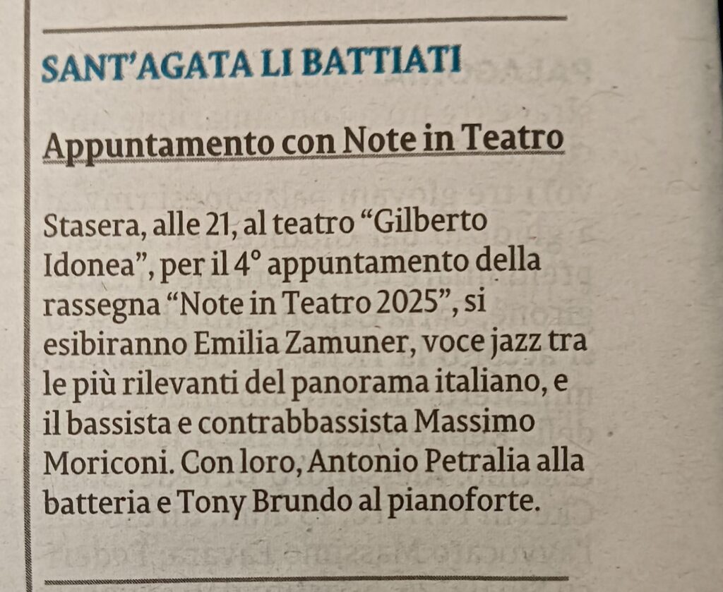 15 03 2025 Zamuner/Moriconi 4et. con Francesco Pantusa alla chitarra e Antonio Petralia alla Batteria - Per Note in Teatro 2025