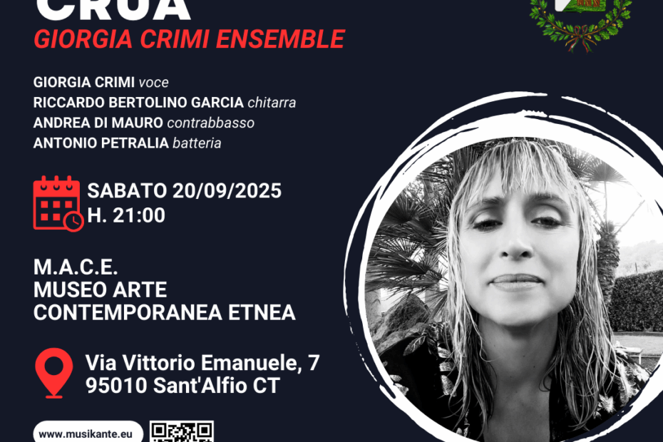 Bossa Crua - Giorgia Crimi Ensemble - Riccardo Bertolino Garcia, Andrea Di Mauro, Antonio Petralia, al MACE di Sant'Alfio CT