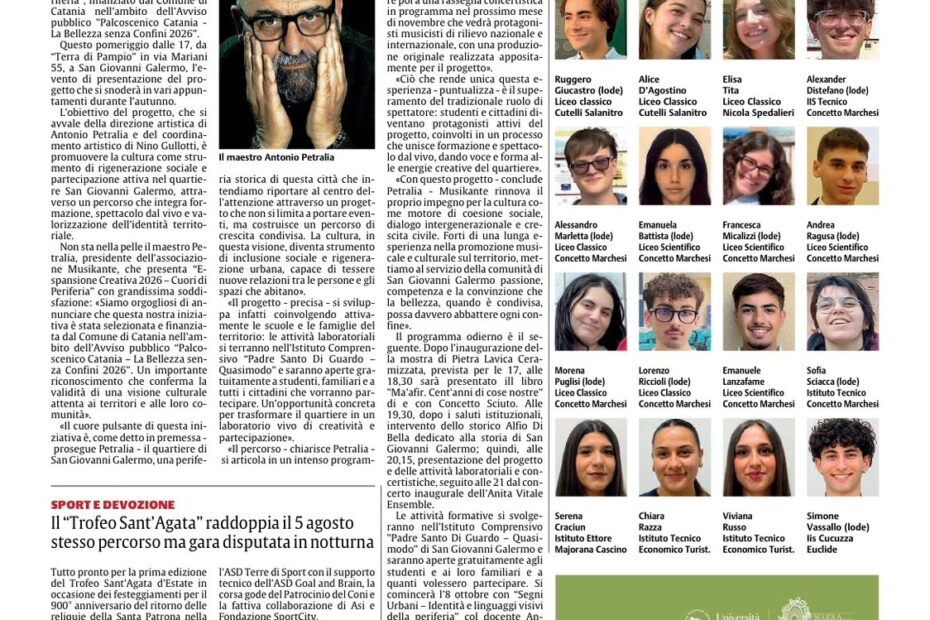“Cuori di Periferia”: Espansione Creativa 2026 porta cultura, musica e partecipazione a San Giovanni Galermo