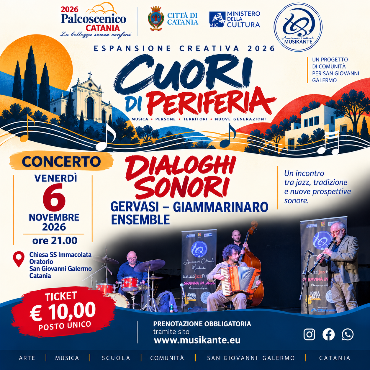 Locandina Dialoghi sonori — Gervasi / Giammarinaro Ensemble — 6 novembre 2026