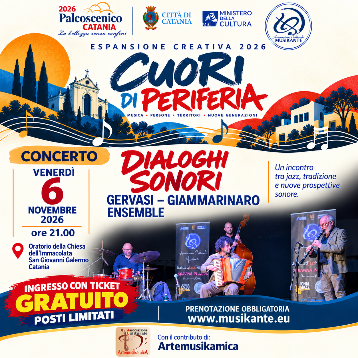 Locandina Dialoghi sonori — Gervasi / Giammarinaro Ensemble — 6 novembre 2026