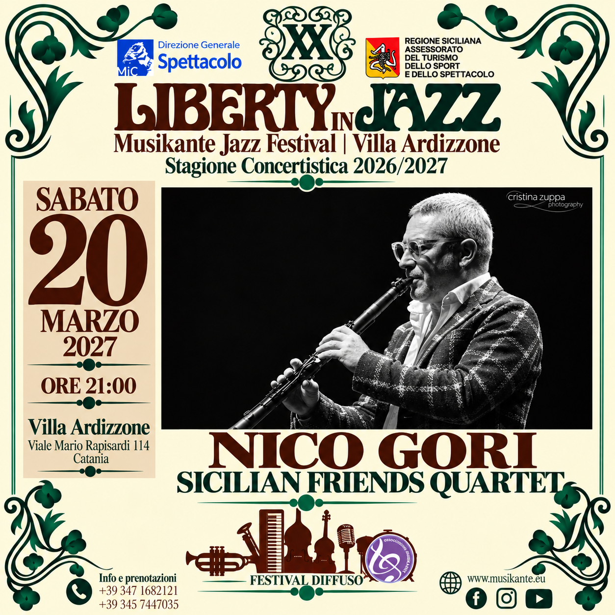 Nico Gori Sicilian Friends Quartet – 20 marzo 2027