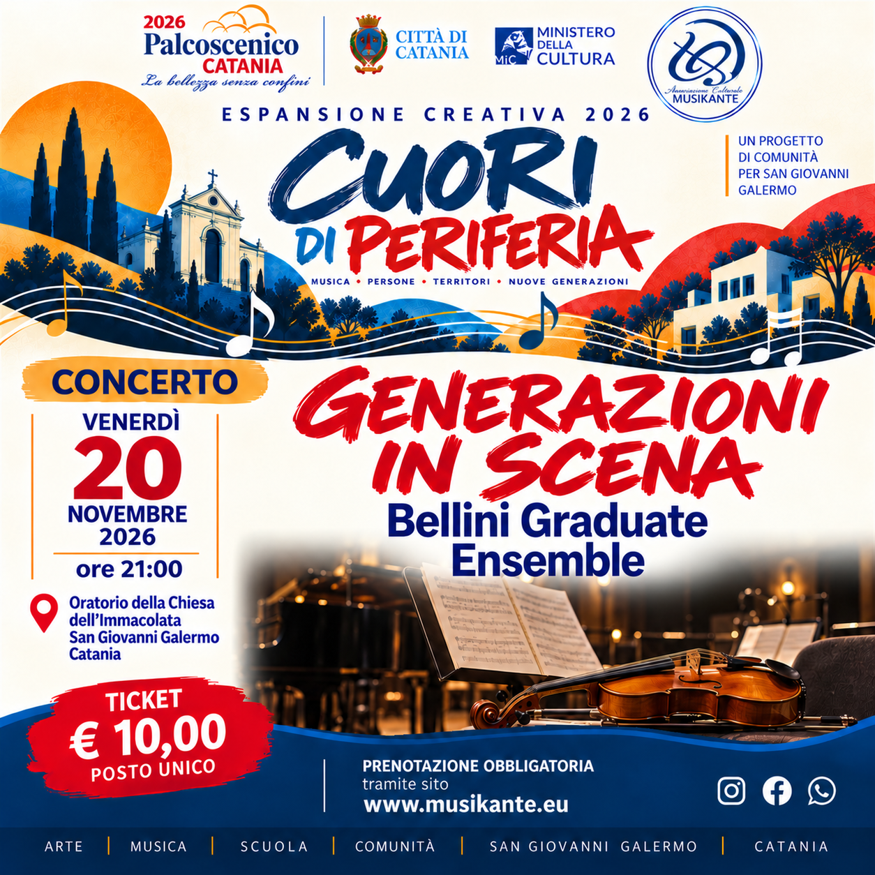 Locandina Generazioni in scena — Bellini Graduate Ensemble — 20 novembre 2026