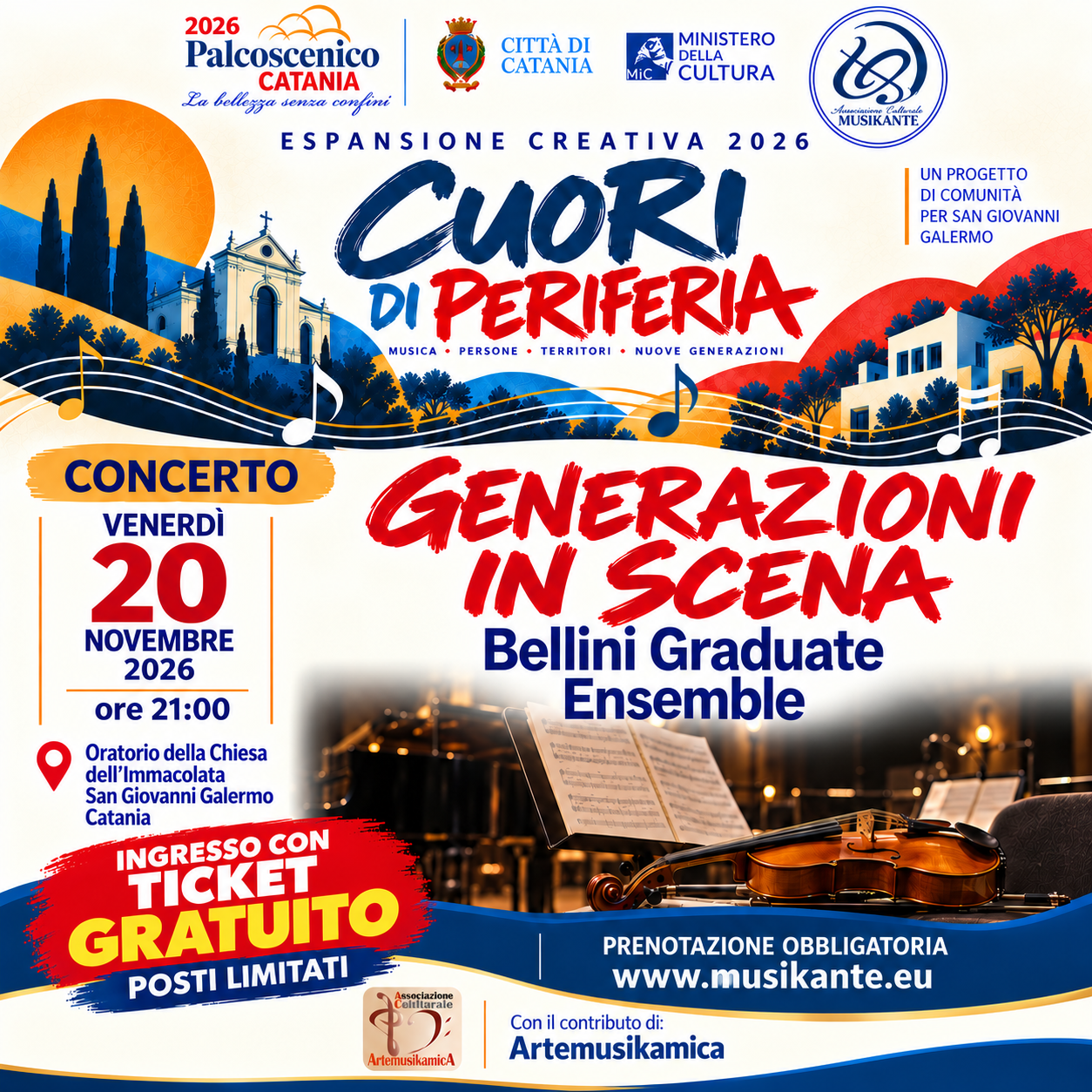 Locandina Generazioni in scena — Bellini Graduate Ensemble — 20 novembre 2026