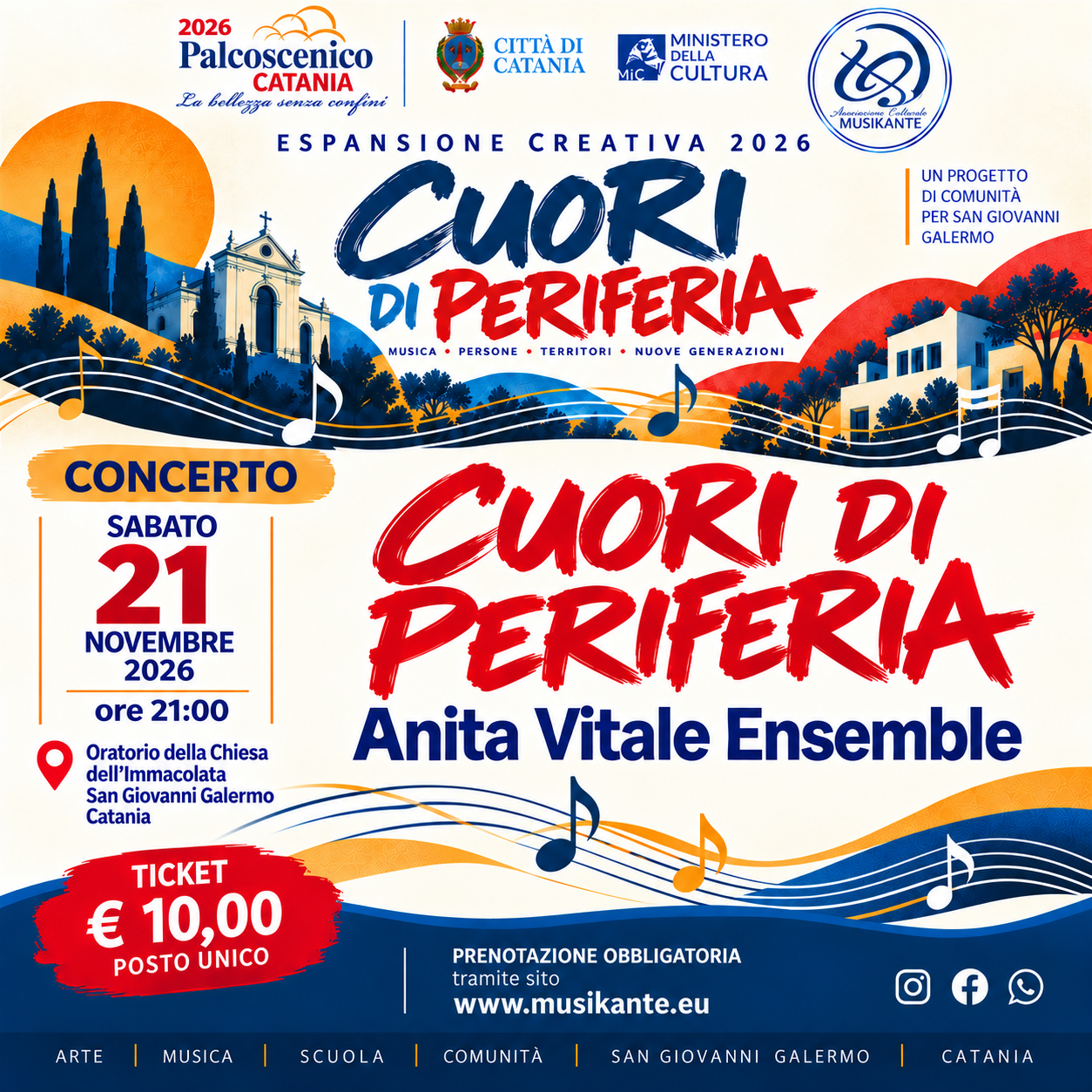 Locandina Cuori di Periferia — Anita Vitale Ensemble — 21 novembre 2026