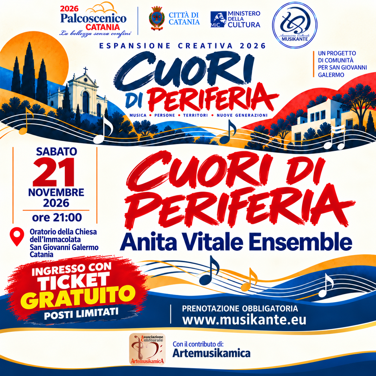 Locandina Cuori di Periferia — Anita Vitale Ensemble — 21 novembre 2026