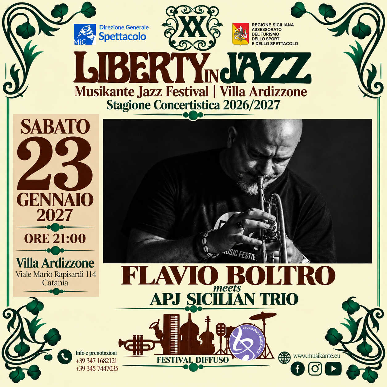 Flavio Boltro meets APJ Sicilian Trio – 23 gennaio 2027
